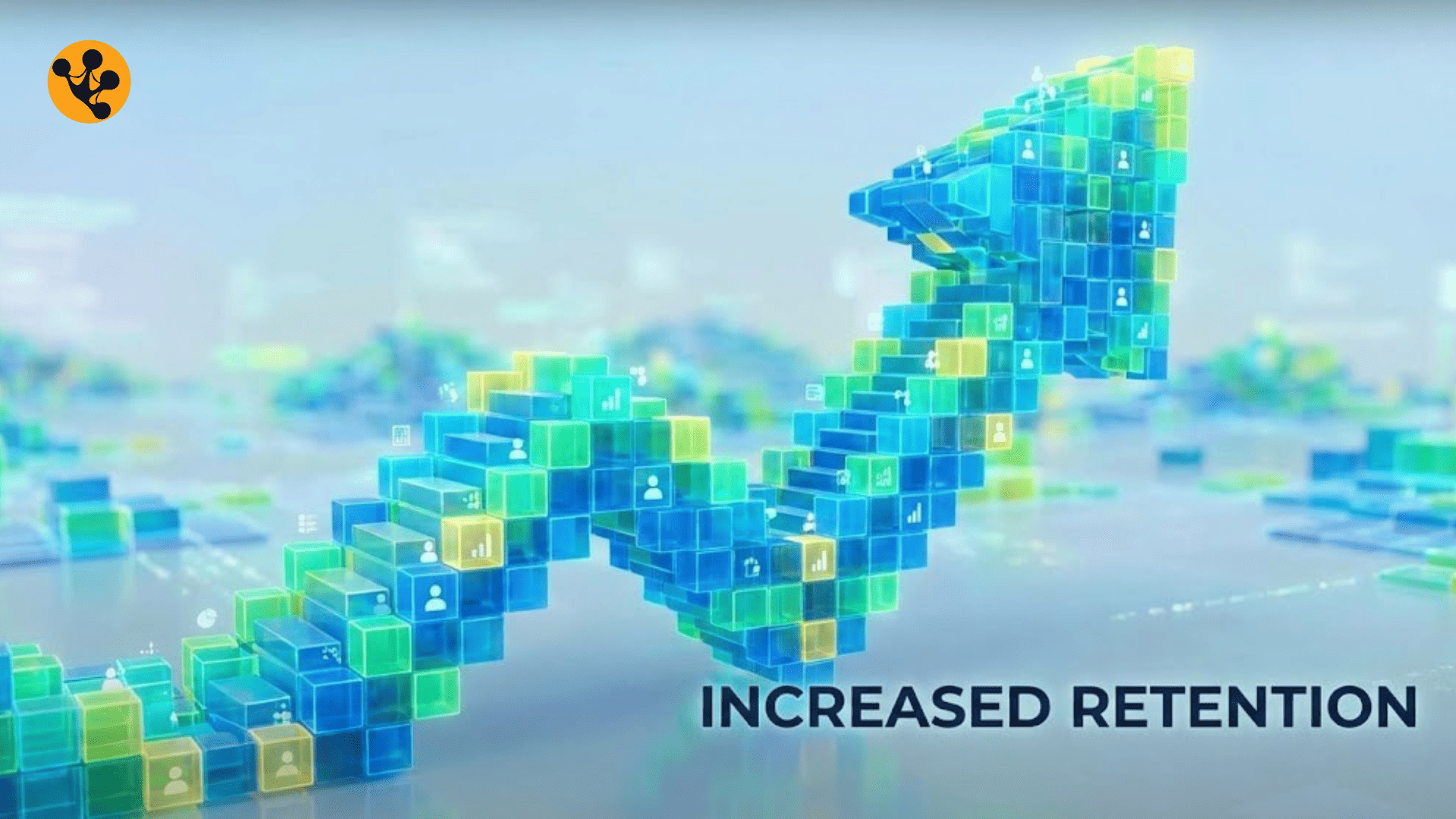 Upward trend arrow representing customer retention growth